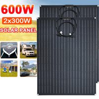 18V 300W 600W Flexible Solar Panel Kit Monocrystalline Solar Power Cells Charger for Outdoor Camping Yacht Motorhome Car RV Boat