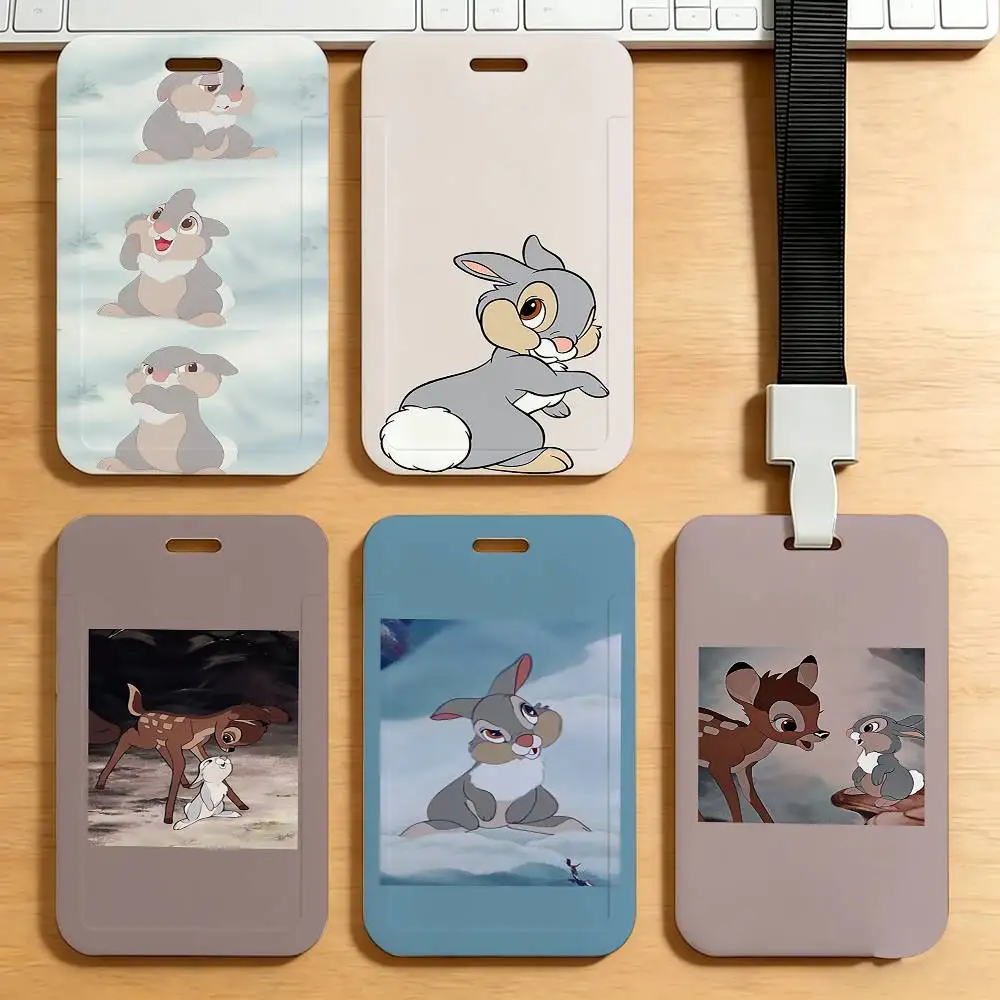 Cordón para el cuello con diseño de conejo de dibujos animados Bambi Thumper, soporte para tarjetas de acceso, llavero, clip para credenciales de trabajo, para oficina y campus