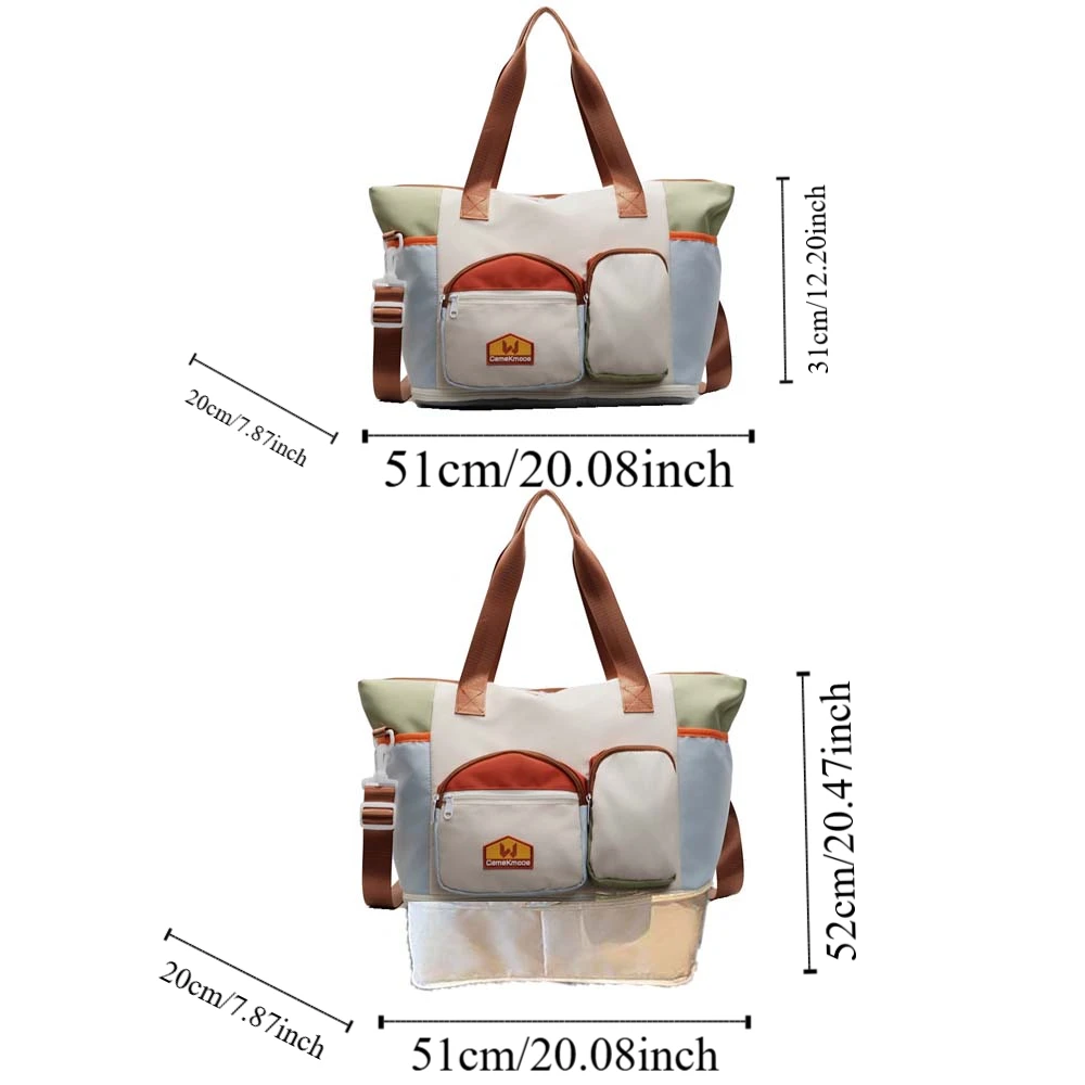 Oxford Cloth Expandable Travel Bag Yoga Pouch Foldable Large Capacity Fitness Bag Contrast Color Multi Layered