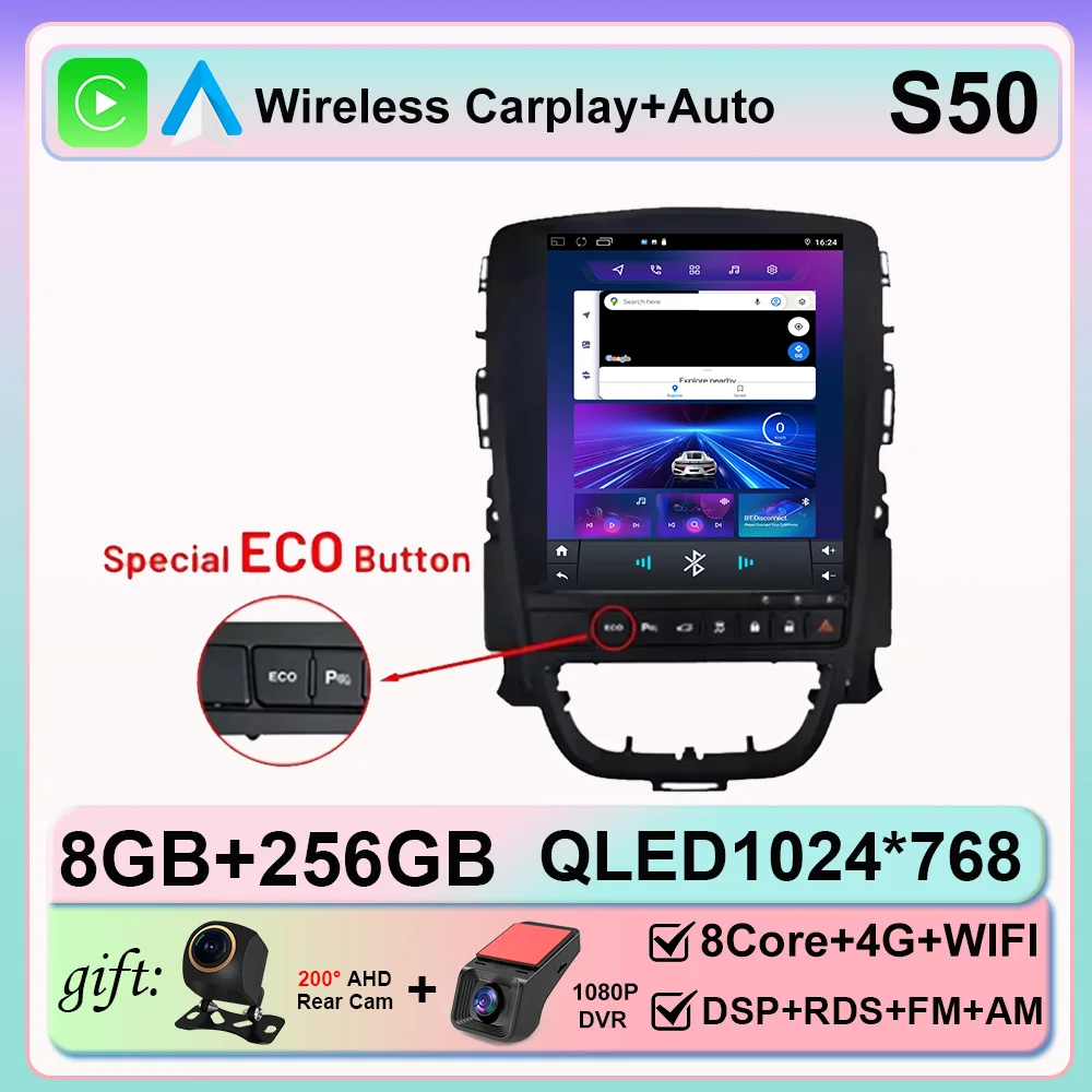 Android 16 Carplay voor Opel Astra J Cascada Buick Verano Excelle 2009-2015 Autoradio Auto Navigatie Multimedia Speler - afbeelding 1