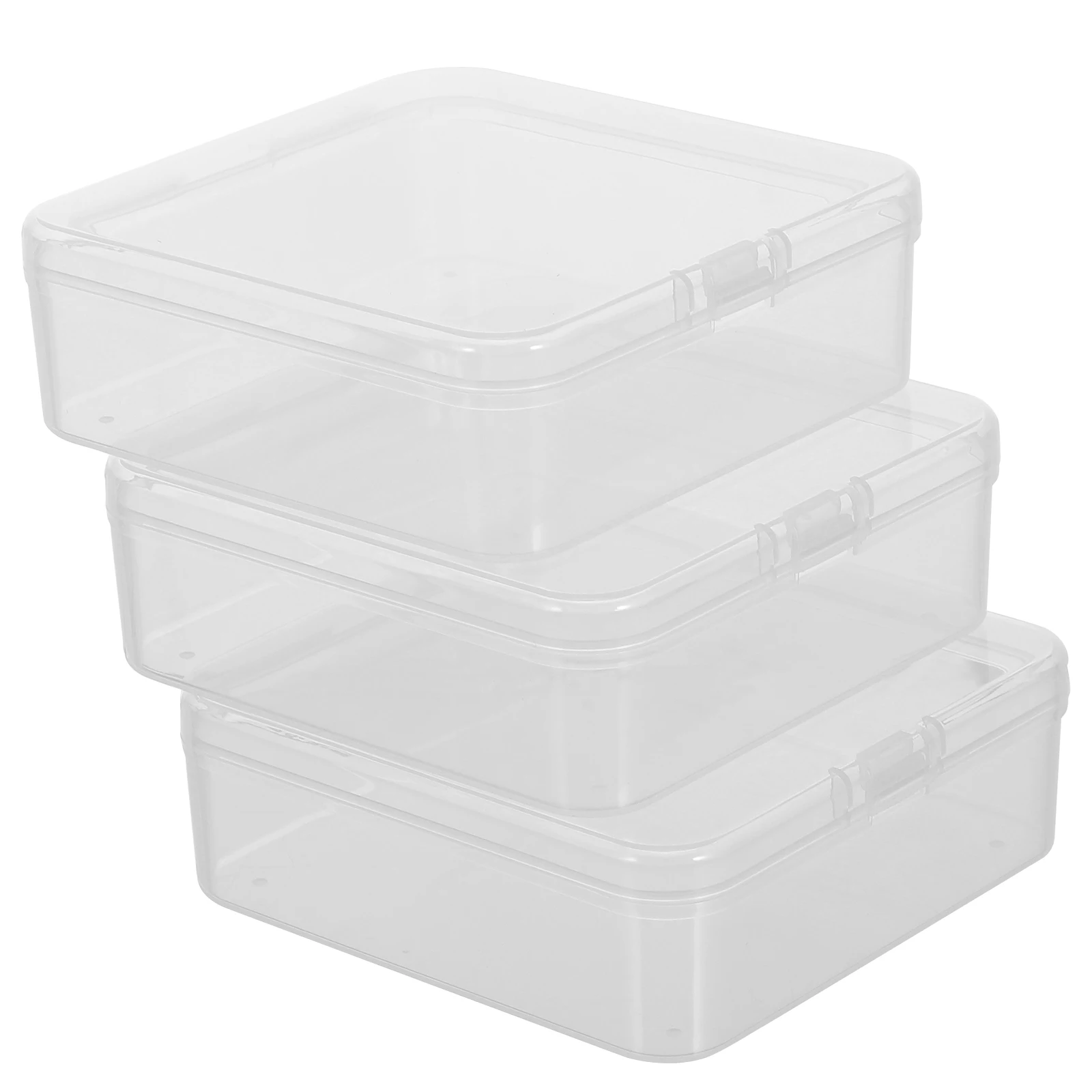 

3 pcs Clear PP Plastic Storage Boxes 105x105x35mm Multi Functional Large Capacity Kitchen Organizer Containers