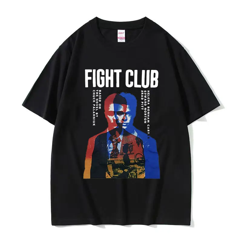 90s Movie FIGHT CLUB Graphic Tee Shirt Men\'s Hip Hop Vintage Gothic T-shirt Unisex Fashion Cotton Oversized T Shirts Streetwear