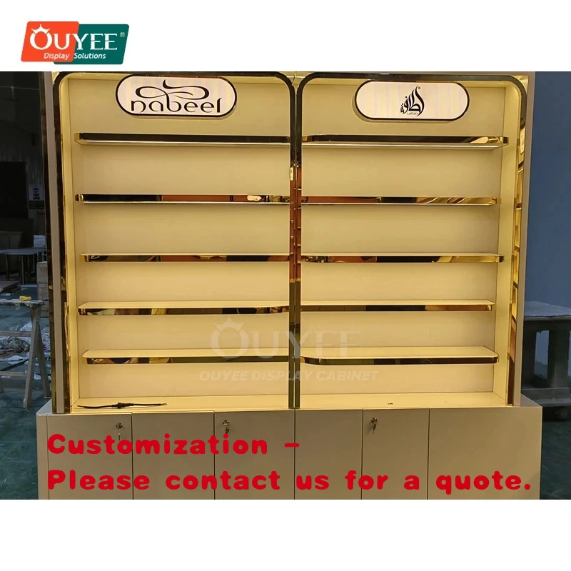 custom.New Design Store Project Stainless Steel Display Counter Shop Fitting Service Perfume Display Cabinet