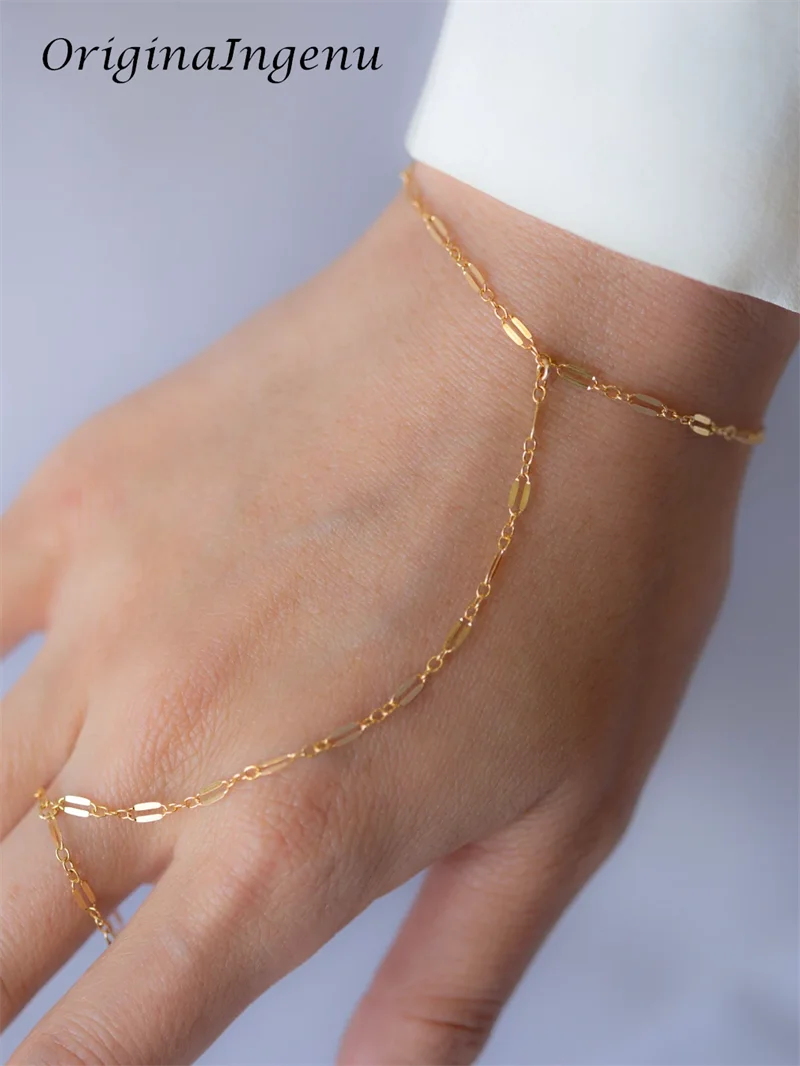 14k Gold Filled Hand Chain Bracelet Minimalist Hand Chain Bracelet Delicate Jewelry Tarnish Resistant Jewelry for Women