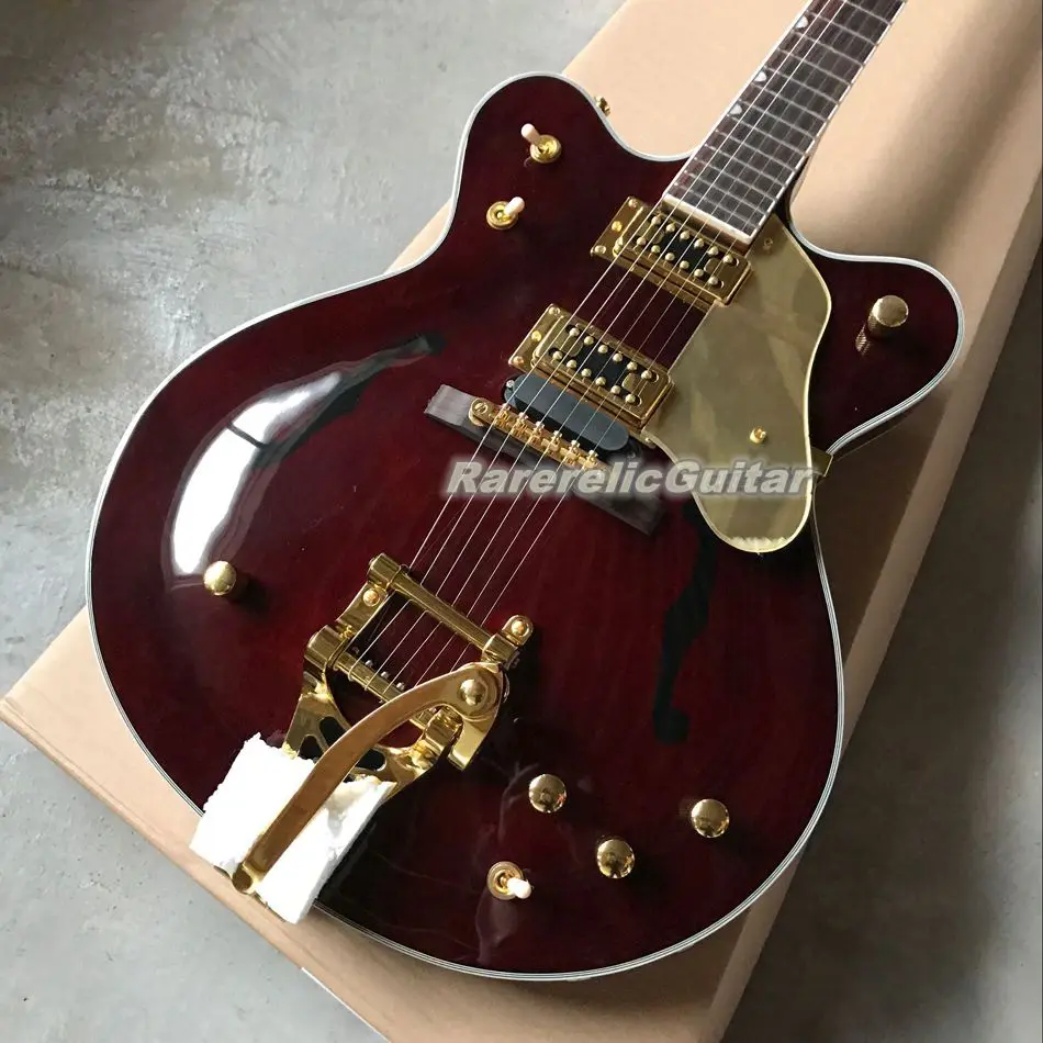 In Stock Country Gentleman Brown Falcon Hollow body Electric Guitar Simulated F Holes Thumbnail Inlay Grover Imperial Tuners