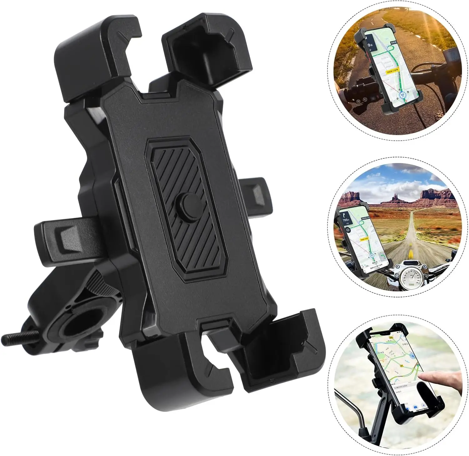Bike Phone Mount 360 Rotatable Anti Vibration Motorcycle Handlebar Holder Universal Non Slip Cycling GPS Bracket