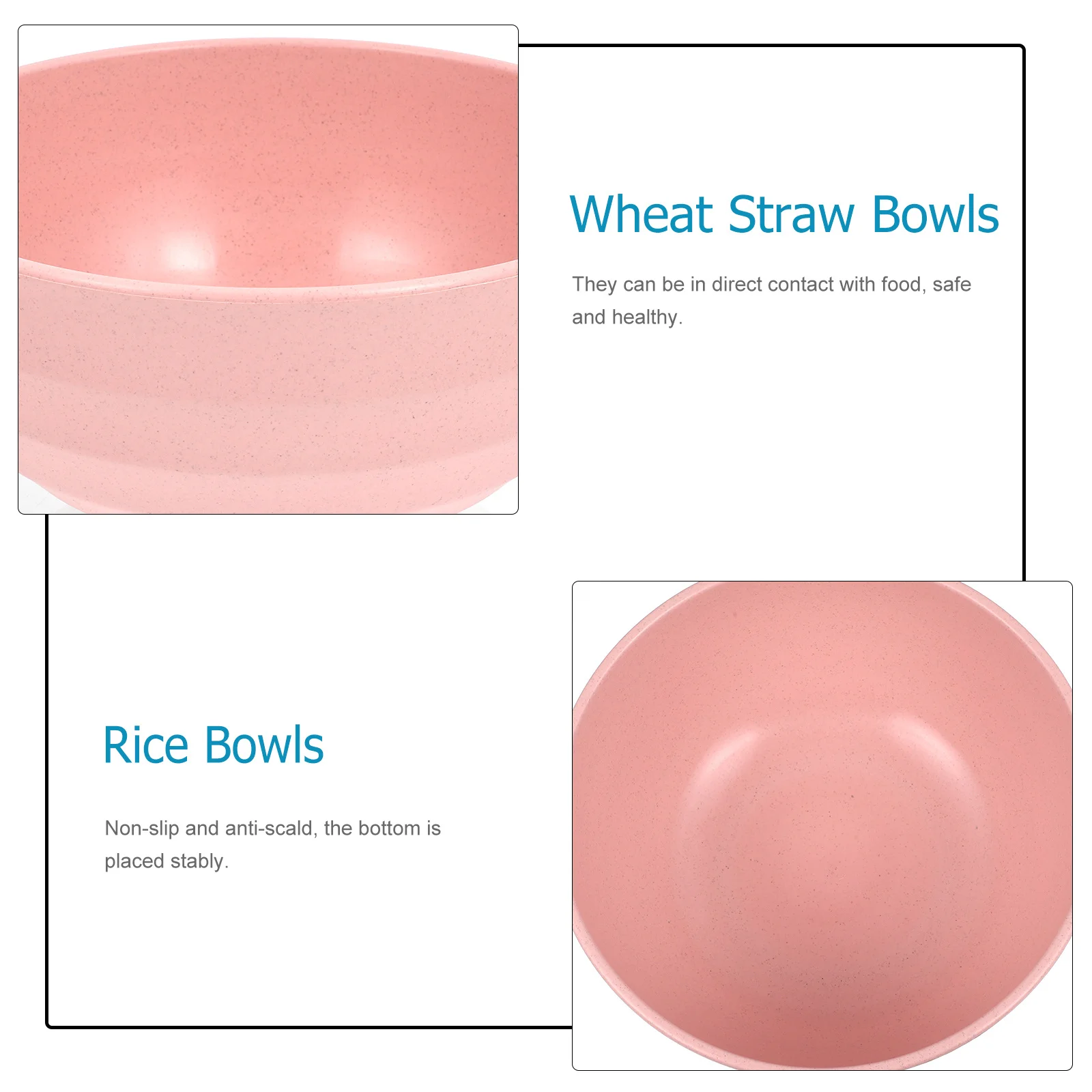 

4Pcs Wheat Straw Bowls Thick Material Antiscald Nonslip Home Kitchen Supplies Rice Salad Noodle Food Serving