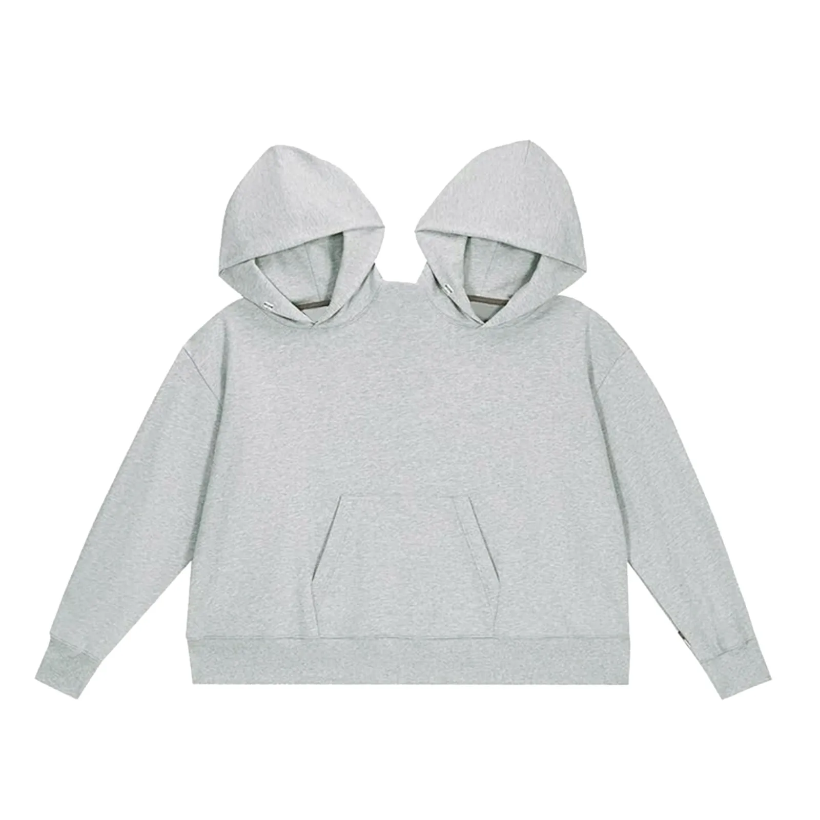 

TIKTOK Same Hoodie Funny Couple Hooded Sweatshirt Oversize High Street Casual Pullover Fit Top For Two People Wearing Grey