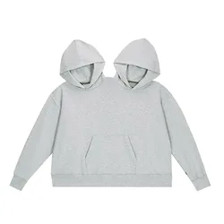 TIKTOK-Sudadera con capucha de gran tamaño para pareja, Jersey informal de calle alta, Top ajustado para dos personas, ropa gris