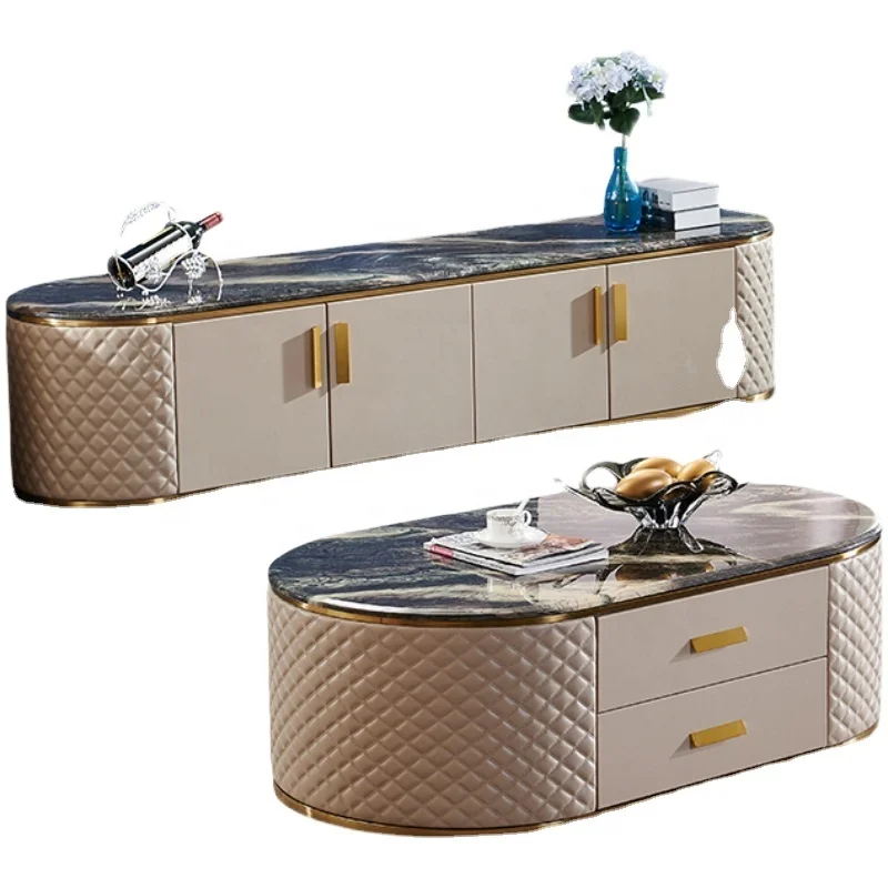 

Modern Simple Living Room Furniture Set MDF Upholsteried with Pu Leather Tv Cabinets Designs Furniture