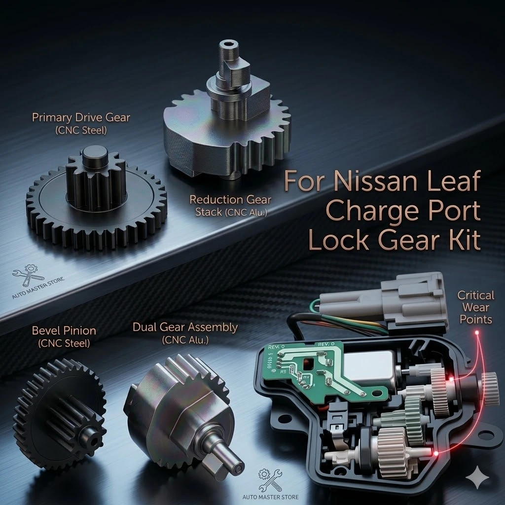 Nuevo kit de reemplazo de bloqueo de puerto de carga con estampado de carbono negro para Nissan Leaf ZE1, reforzado con núcleo de varilla de acero inoxidable