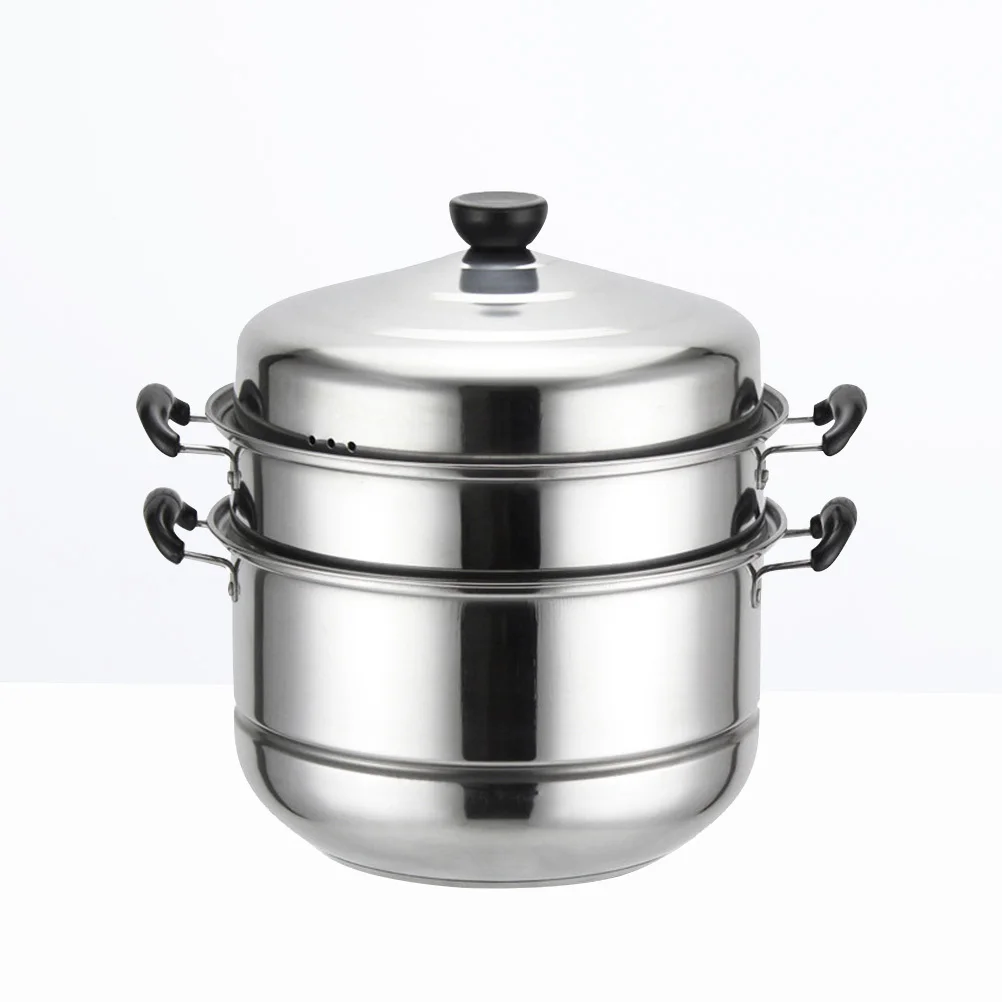 

Three-Layer Stainless Steel Steamer Multifunction Soup Cooking Pot Hot Pot Steaming Rice Vegetables Seafood