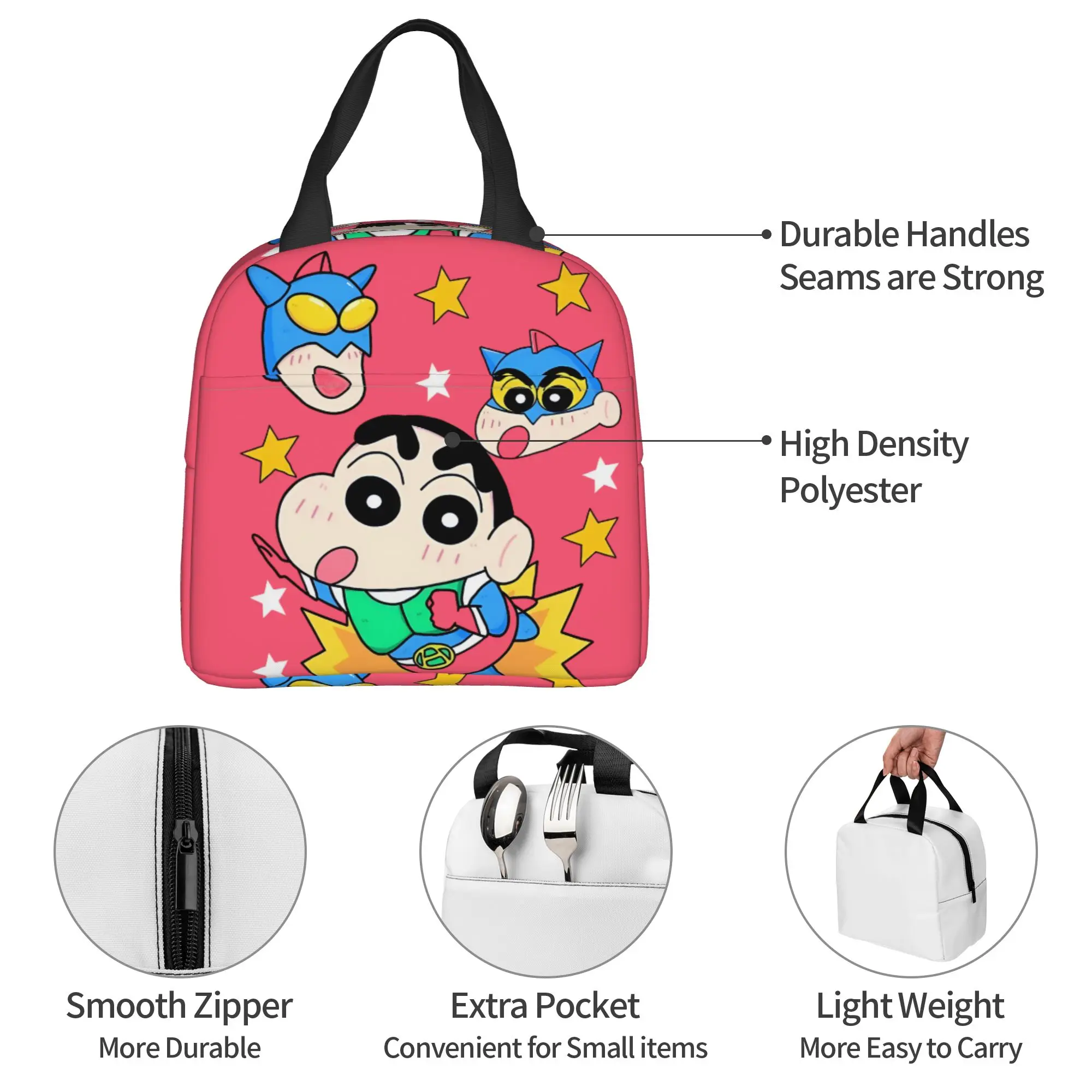 Bolsa térmica para el almuerzo con diseño de crayones S-Shinchans, para el trabajo, la escuela, Japón, bonita caricatura divertida, impermeable, caja térmica Bento para mujeres y hombres