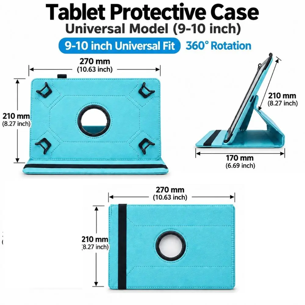 9-10 inch Universal Tablet Case Multi-Angle Viewing Shockproof Tablet Stand Cover PU Leather Anti Scratch