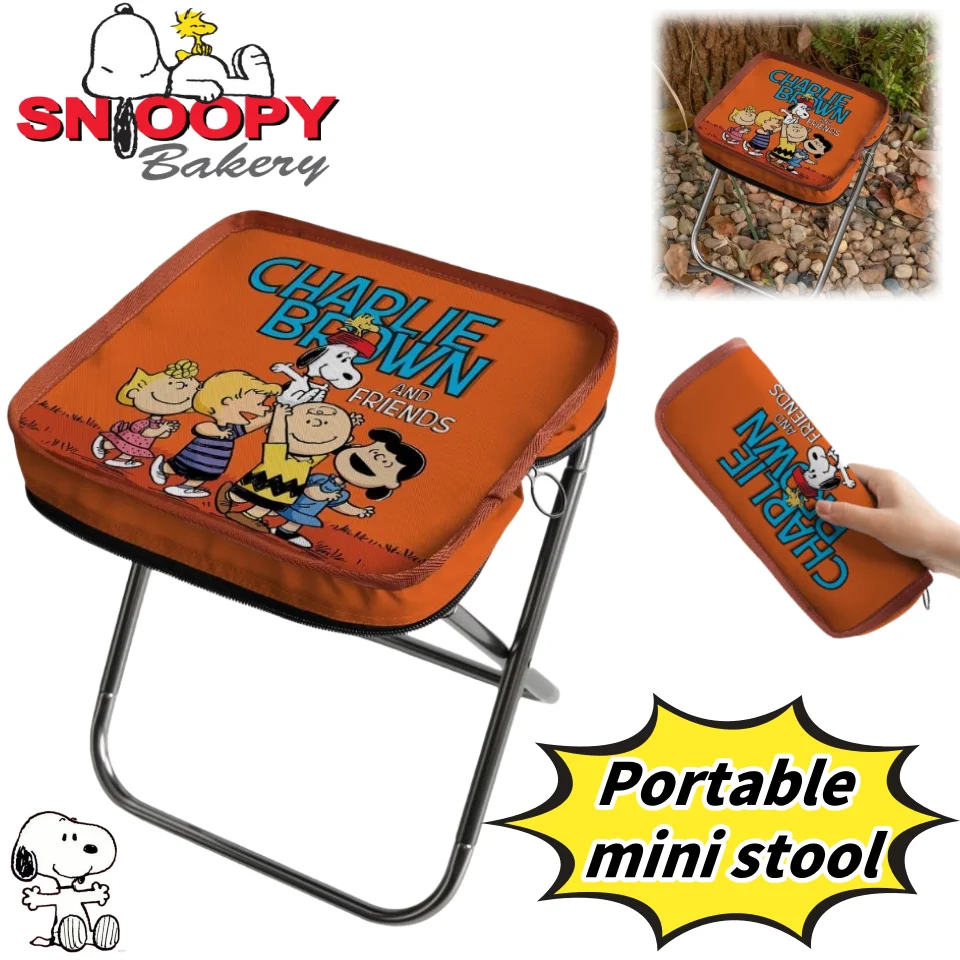 

New Snoopy Woodstock Charlie Brown Creative Anime Peripheral Portable Folding Stool Cute High Value Cartoon Mini Camping Chair