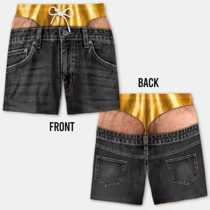 Men's Fun New Hip Printed Beach Pants Pool Party Beach Dress Party Gift Festival Event Shorts Large Loose