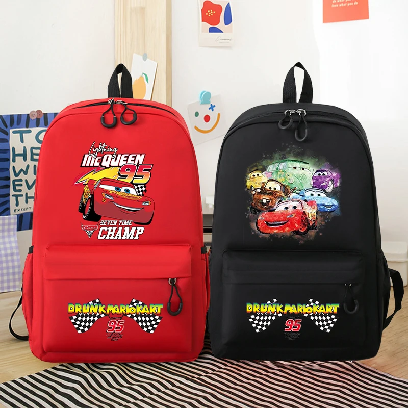 

Lightning McQueen Boys Student School Bags Cars Disney Cute Backpack Rucksack Book Pen Storage Knapsack Anime Kawaii Party Gifts