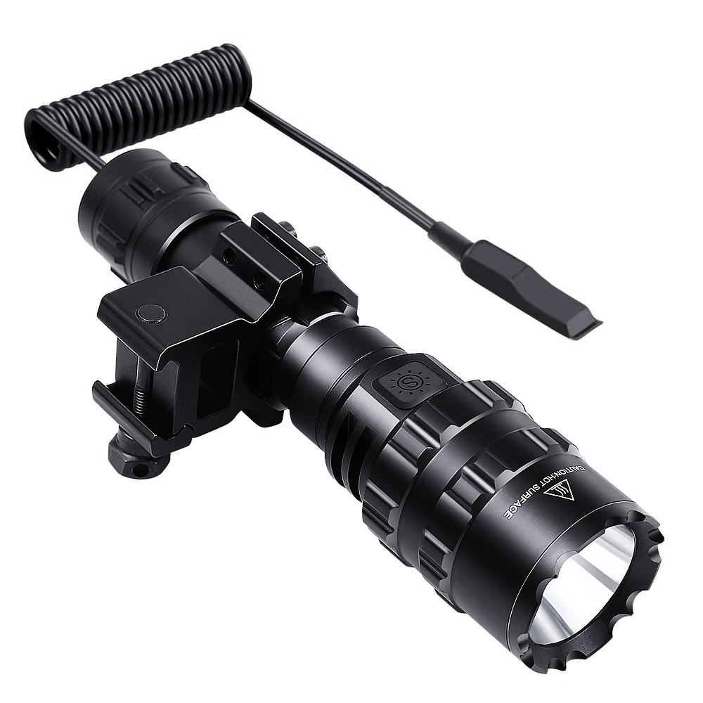 Linterna táctica de 1600 lúmenes, linterna recargable por USB, luz de caza impermeable con Clip, accesorios para pistola de tiro y caza