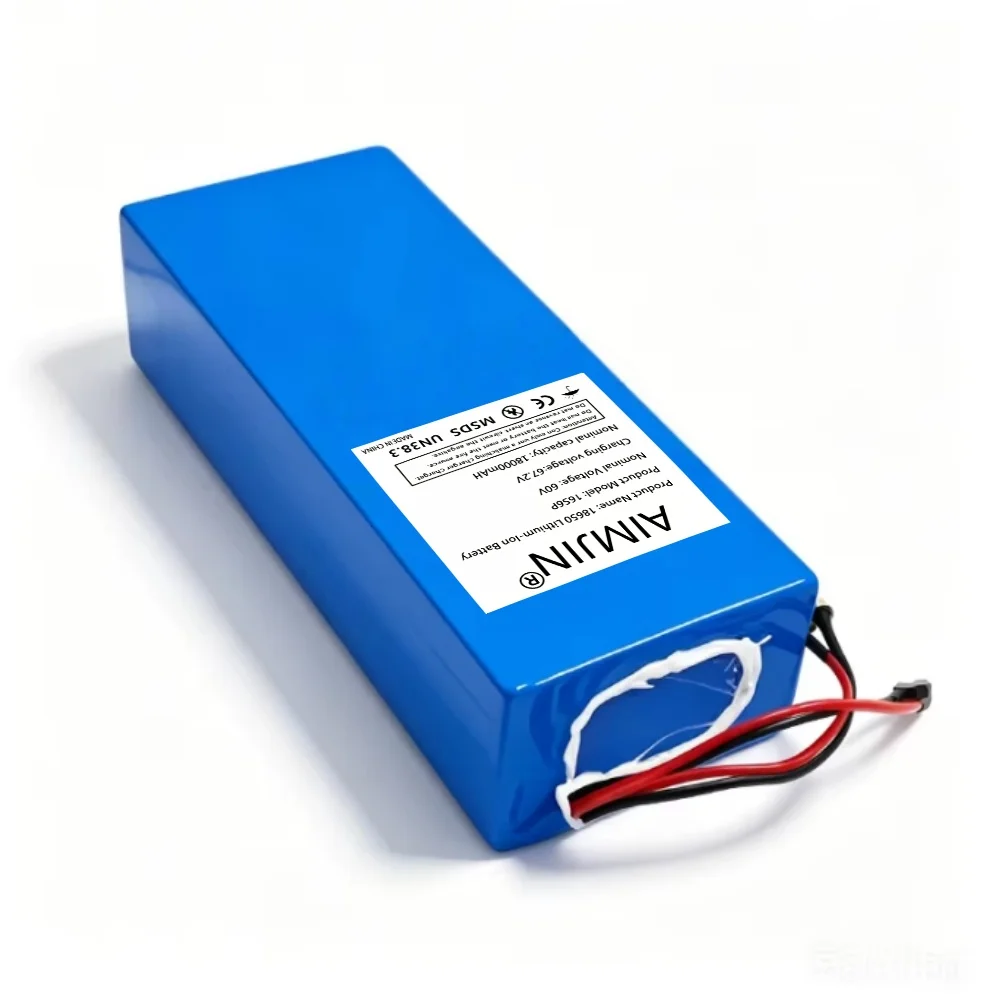 16S6P 60V 18Ah 18650 Lithium Battery Pack for Scooter Motorcycle High-Power 0-2000W Built-In BMS Charging Pack