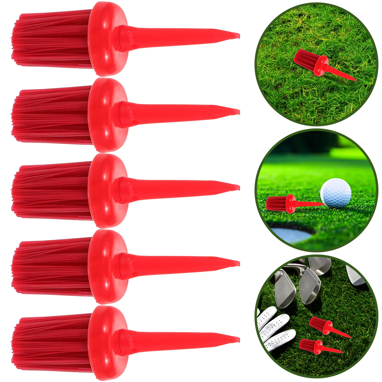 

5pcs Ball Tees Practice Brush Wear-Resist Plastic Golf Accessories Flexible Holder Reusable Golf Training Tool Outdoor Play