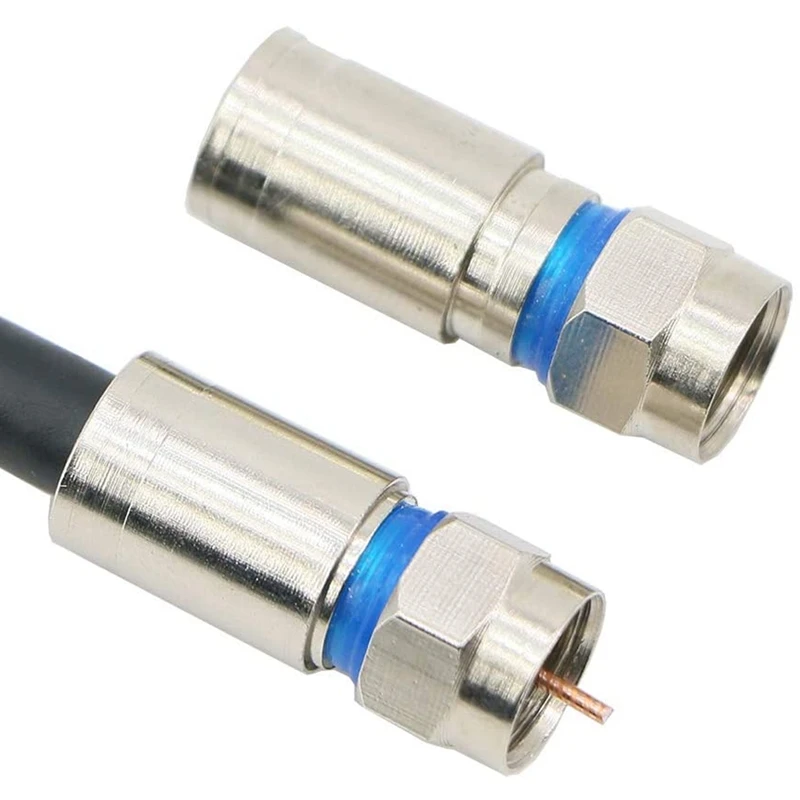 A53M-Compression RG6 F Connector Coax Coaxial Adapter Plug For Satellite & Cable TV (50 Pack)