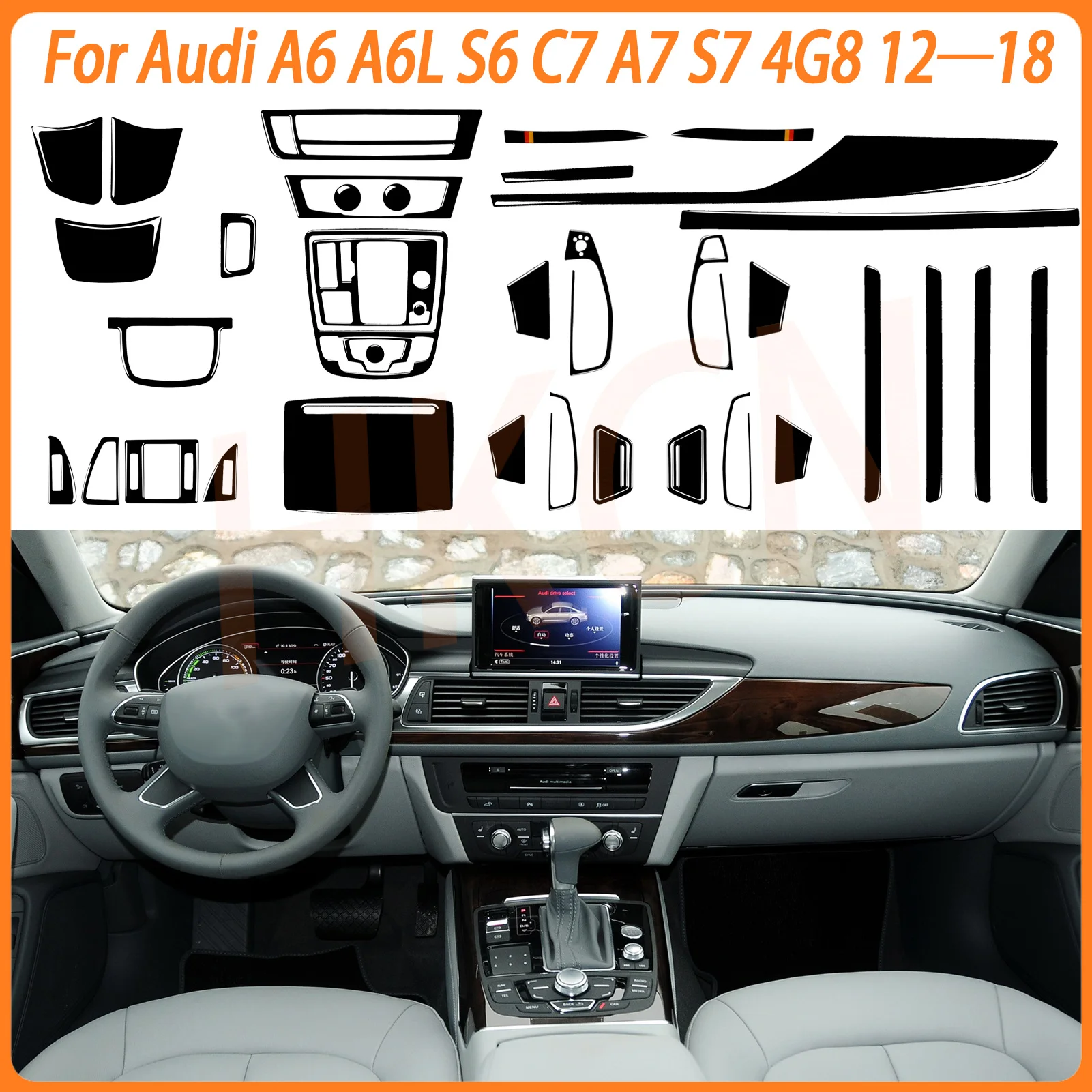 Piano Black Sticker For Audi A6 S6 C7 A7 S7 4G8 12-18 Accessories Interior Air Conditioning Control Door Bowl Speedometer Cover