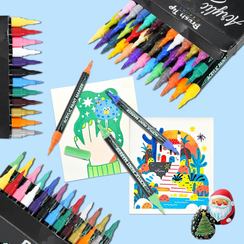 

12-48pcs Acrylic Pen Acrylic Paint Brush Marker Pen for Fabric Canvas,Art Rock Painting,Stone,Card Making, Metal and Ceramics