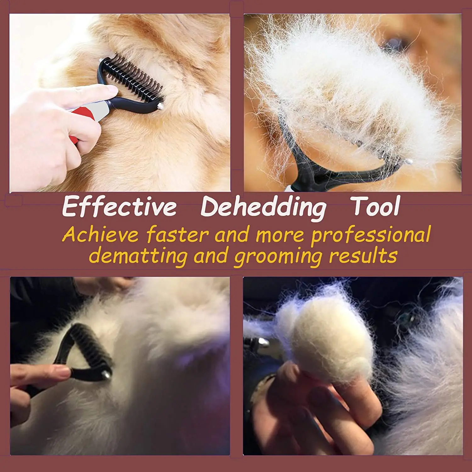 Large Pet Grooming Dematting Tool - 2-1 Undercoat Rake for Dog & Cat - Widened Shedding Brush and Dematting Comb Deshedding Tool