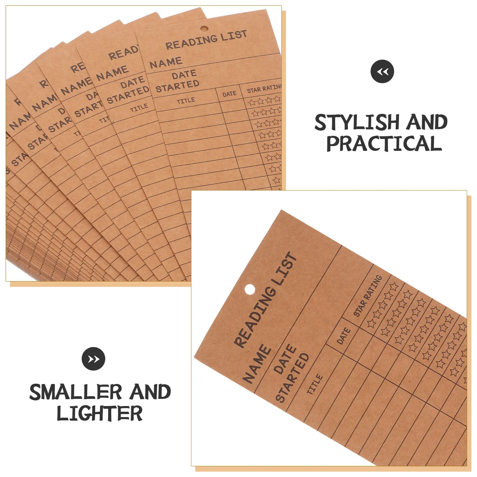 50Pcs Reading List Bookmarks Paper Blank Library Card Book Tracking Log for Students Teachers Reading Notes Page Markers