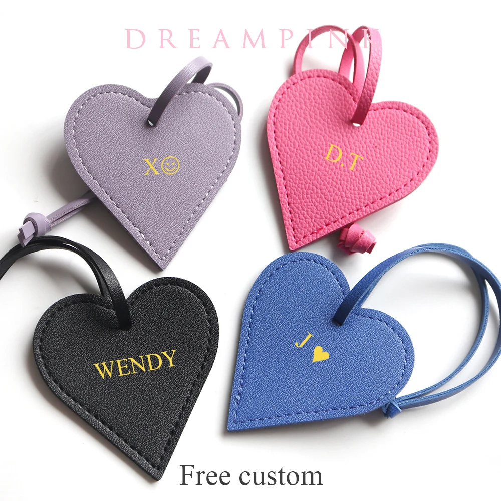 Personalize Name Heart Bag Charms Fashion Custom Letters Women Bag Hanging Charms Tag Engrave Logo Pendant Handbag Accessories