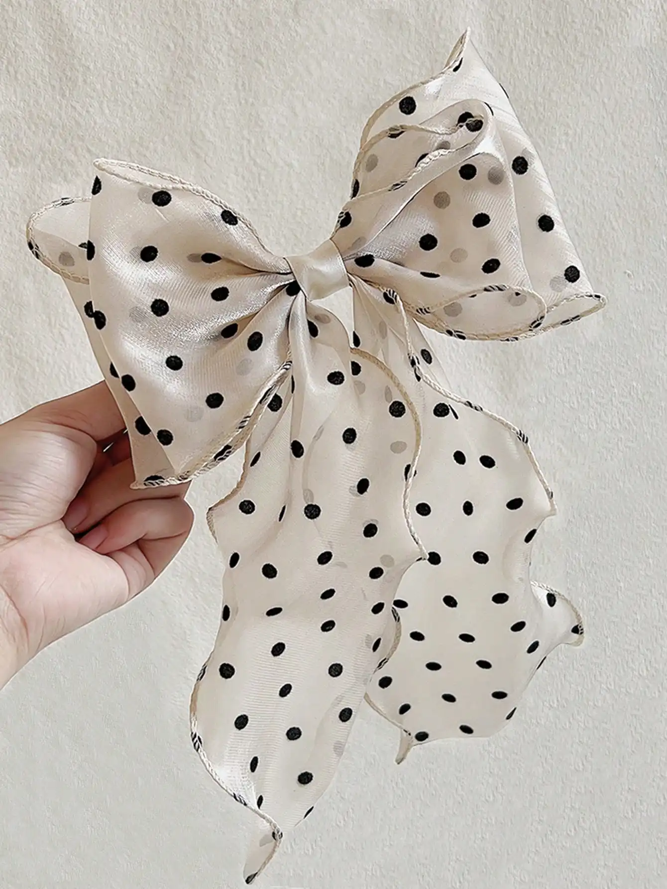 1Pcs Schwarz Polka Dot Organza Bogen Haar Clip frauen Flauschigen Band Hairgrip Französisch Kopfschmuck Süße Nette Haar Zubehör haarnadeln – Detail 10