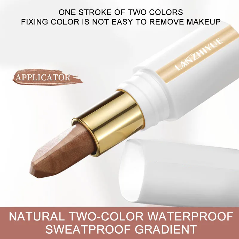 Two Color Gradient Eye Shadow Stick Three Dimensional Natural Without Taking Off Makeup Highlight brightening Glitter Matte