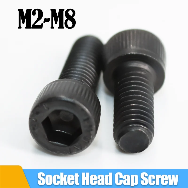 Hex Socket Head Cap Thread Screw 12.9 Carbon steel Allen Black Hexagonal Screws M2 M3 M4 M5 M6 Hexagon Bolt for MTB Car License