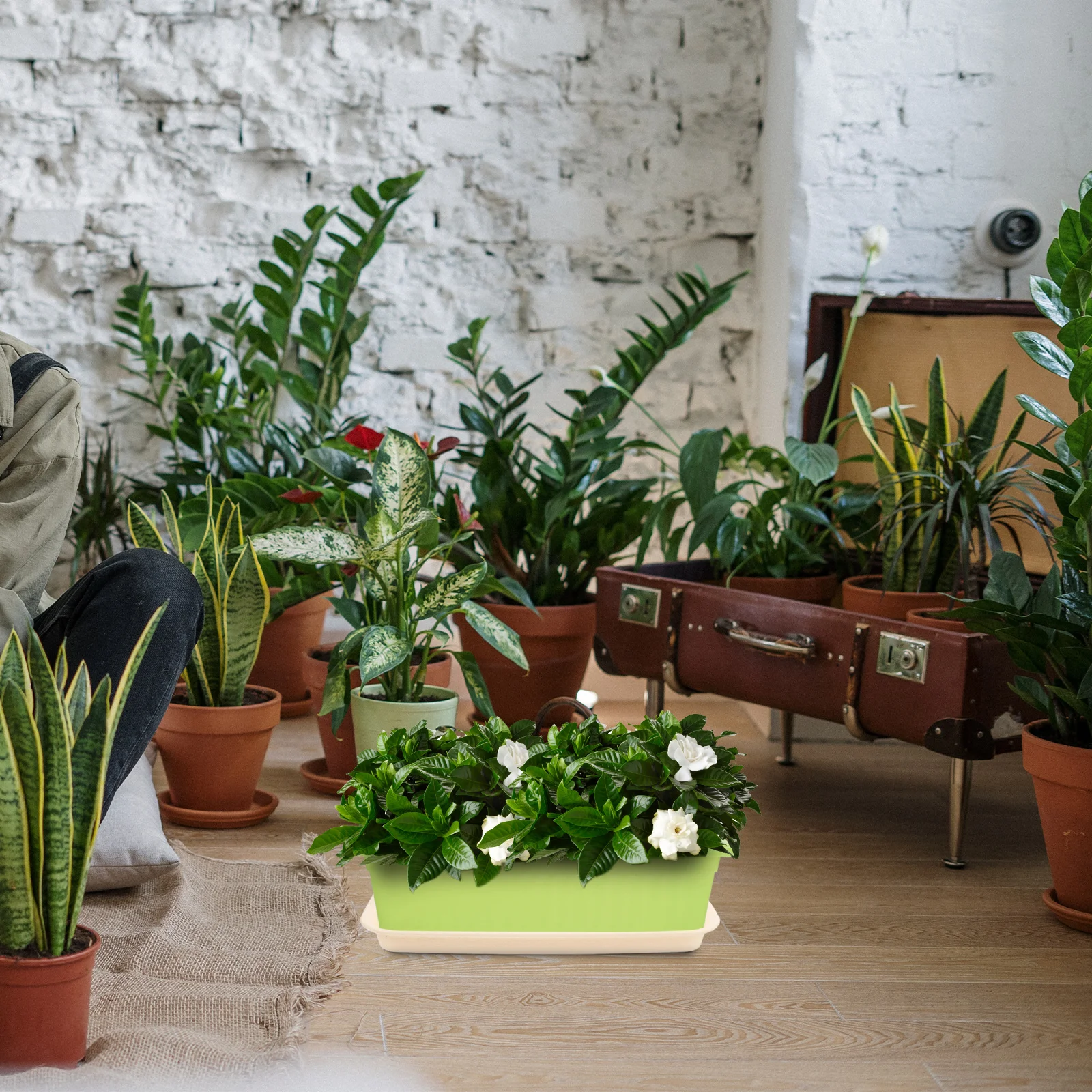 

1pc Rectangular Flowerpot Tray Resin Plant Saucer For Indoor Outdoor Garden Balcony Drip Drainage Base For Potted Plants