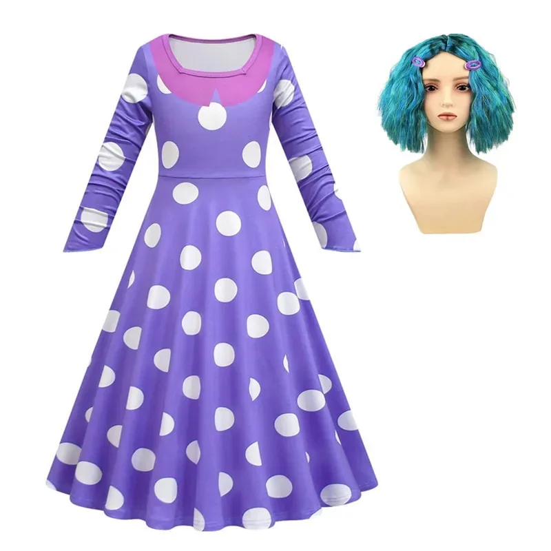 Anime Cosplay Movie Disgust Envy Cosplay Costume Kids Cartoon Flower Princess Dress+cloak+bag +Wig Girls joy Halloween Carn 72th view 3