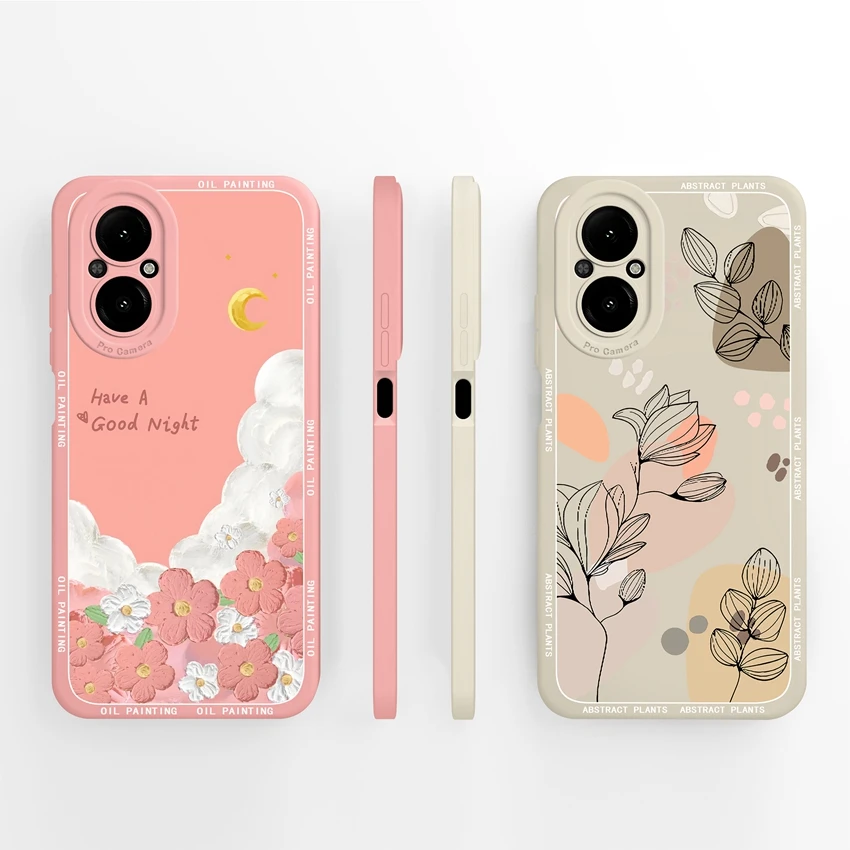 Für Realme C67 4G RMX3890 6,72 Zoll Abdeckungen Fall Schöne Rosa Blumen Muster Displayschutzfolie Weiche Silikon Anti Slip Shell