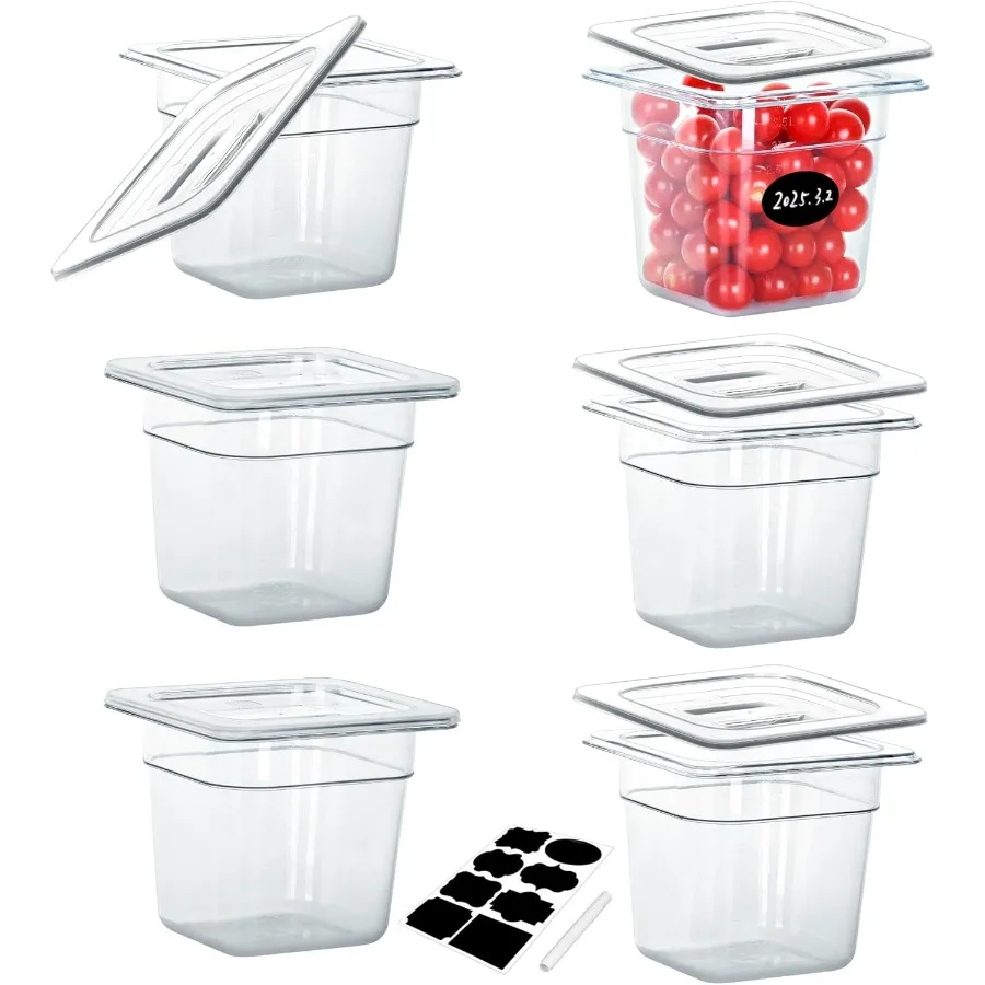 paquet-de-6-casseroles-alimentaires-nsf-avec-couvercles-1-6-tailles-6-pouces-de-profondeur-conteneurs-de-stockage-des-aliments-commerciaux-en-polycarbonate-transparent