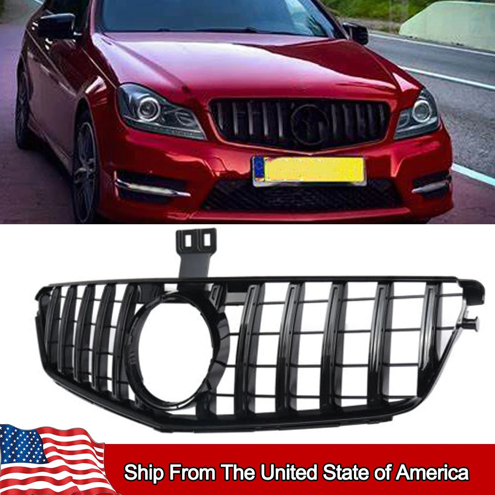 

Глянцевая черная решетка радиатора Panamericana в стиле GT для Mercedes-Benz W204 C204 C-класса C180 C200 CDI C250 C350 2006-2014 годов