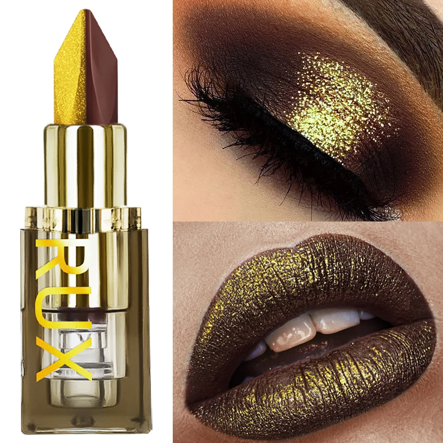 Rossetto metallizzato bicolore con glitter luccicanti Penna per labbra Finitura in velluto opaco Tinta per labbra liscia ad alto pigmento Trucco coreano
