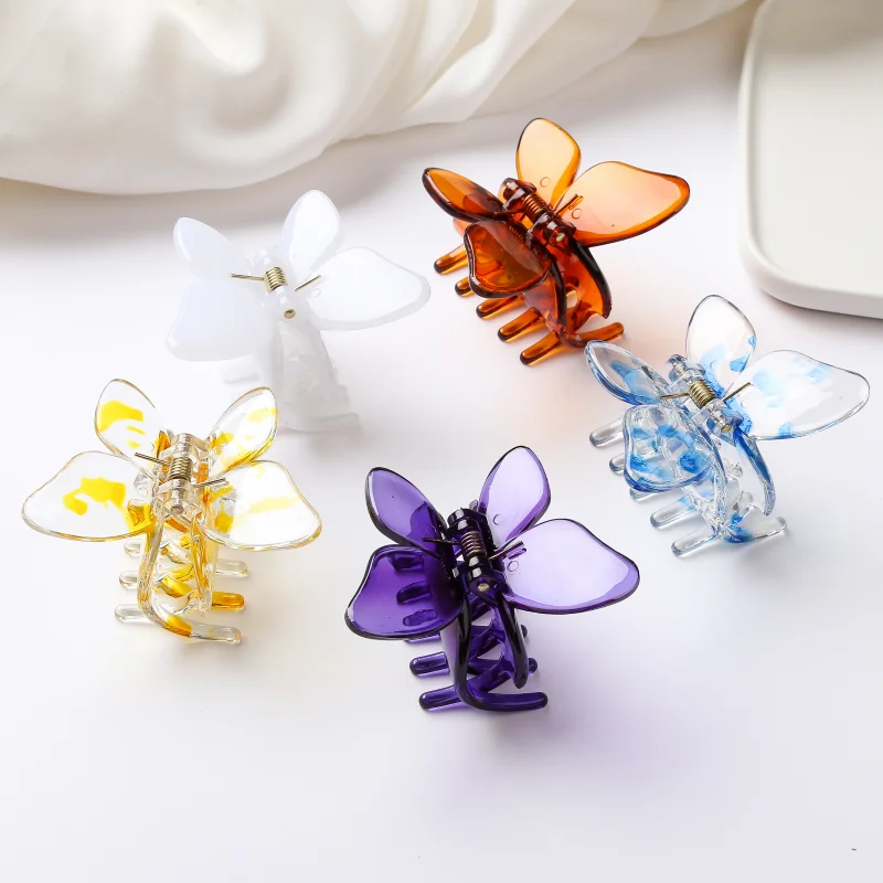 5.3cm Medium Size Butterfly Hairclaws Hair Claw Crab Hairclips Summer Hairstyles for Girls and Women Headwear Waterproof Hair