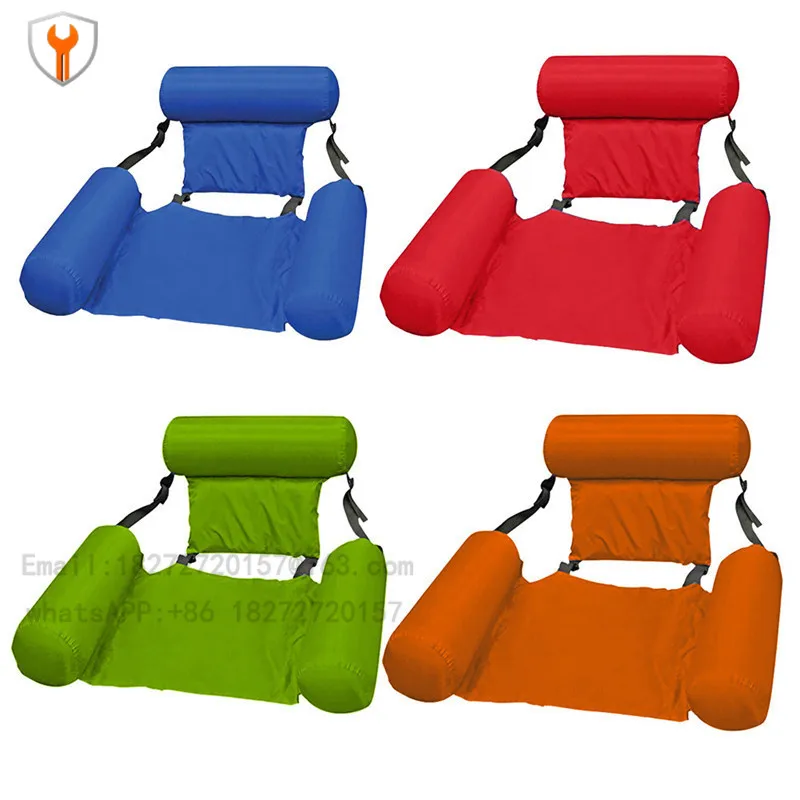 Foldable inflatable recliner with mesh hammock floating double backrest floating row
