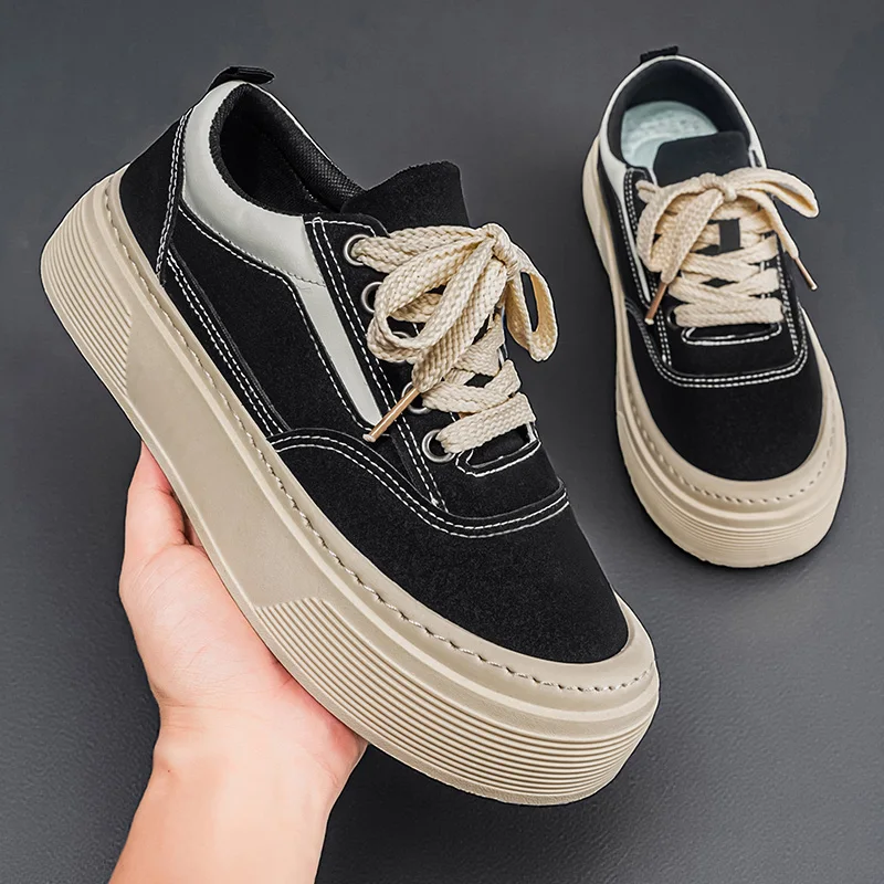 

Мужские повседневные низкие кеды на платформе со шнуровкой, дышащие, в уличном стиле, дизайнерская модная обувь