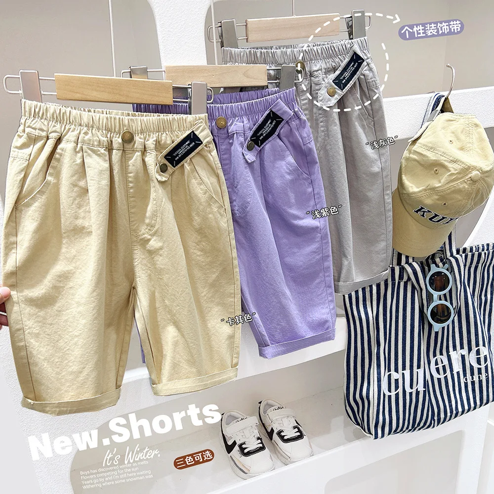 

2024 new summer style children five cent shorts teenagers children's clothing children loose outer wear trendy pants