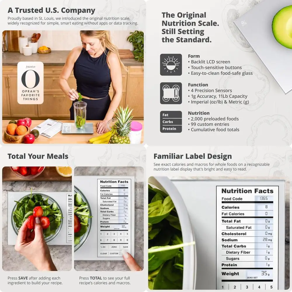 

Компактные кухонные весы на 11 фунтов с калькулятором пищевой ценности для приготовления еды и контроля веса