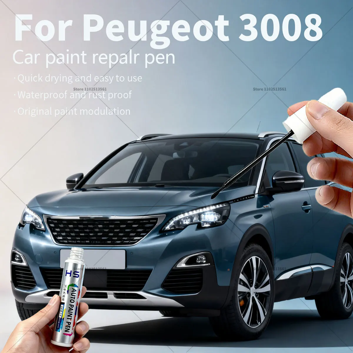 

Ручка для ремонта автомобильной краски Peugeot 3008, средство для удаления царапин, сделай сам, автоаксессуары, черный, белый, серый, EVG, коричневый, KDK, красный KHR 9 В