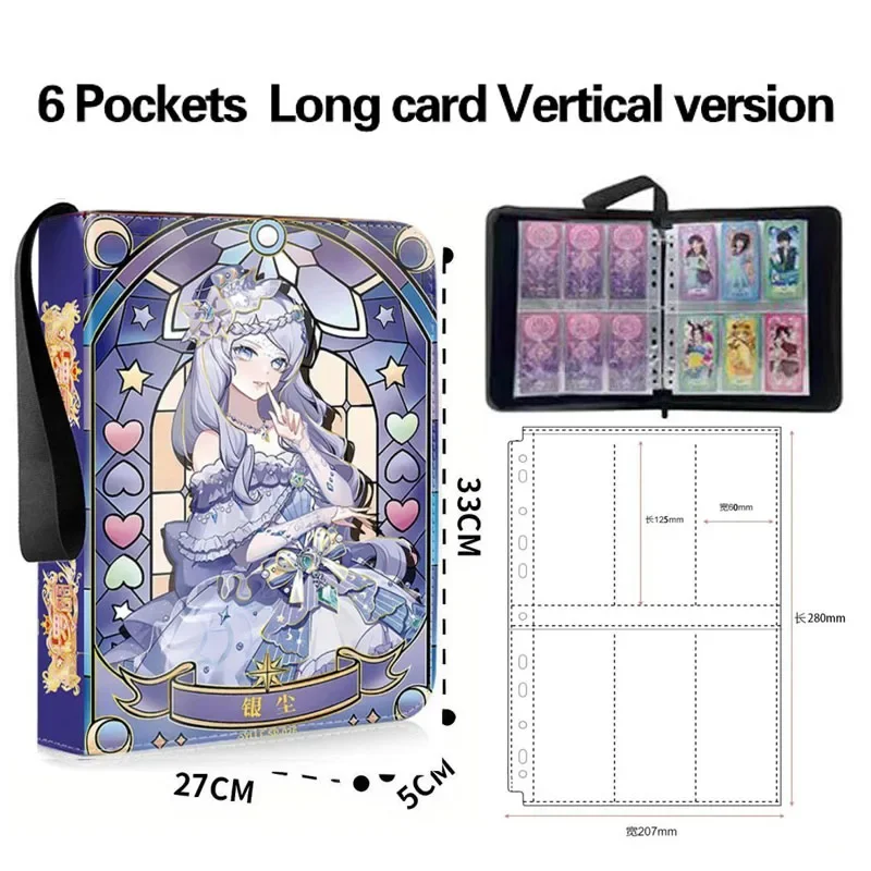 400/600/900pcs Yeluoli Long Card Album Book Folder 4/6/9 Card Slots Collections Zipper Double Pocket Zipper Card Binder Holder