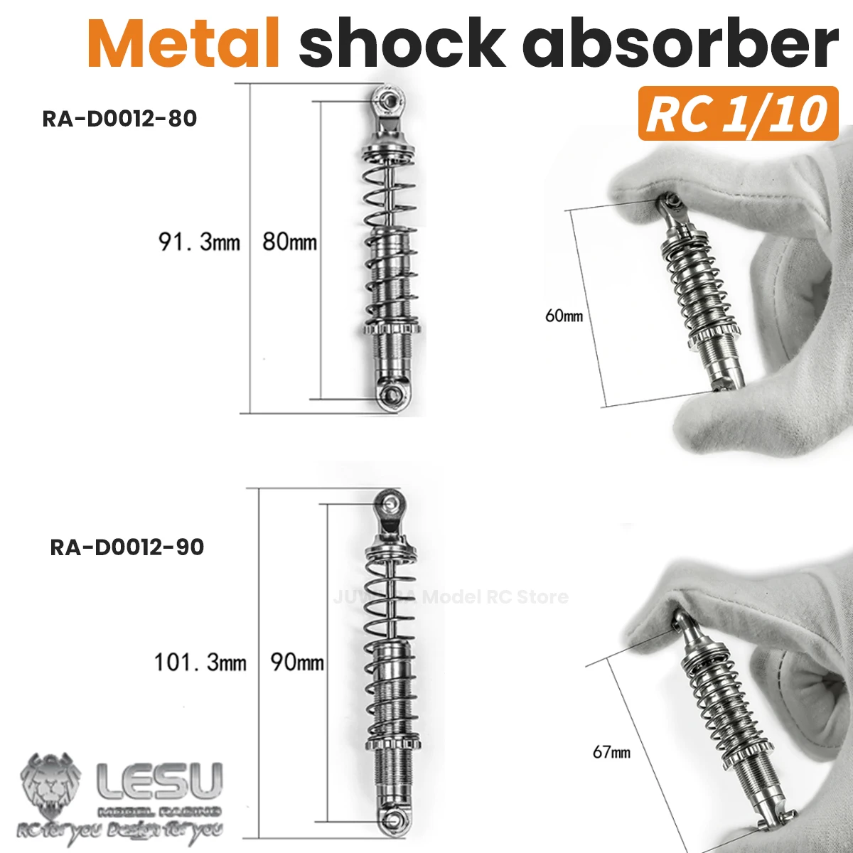 

Металлический амортизатор LESU, регулируемая пружина 80 мм/90 мм для 1/10 радиоуправляемого грузовика, скалолазания TRX-4, игрушечные машинки с дистанционным управлением, детали для самостоятельного изготовления, модель