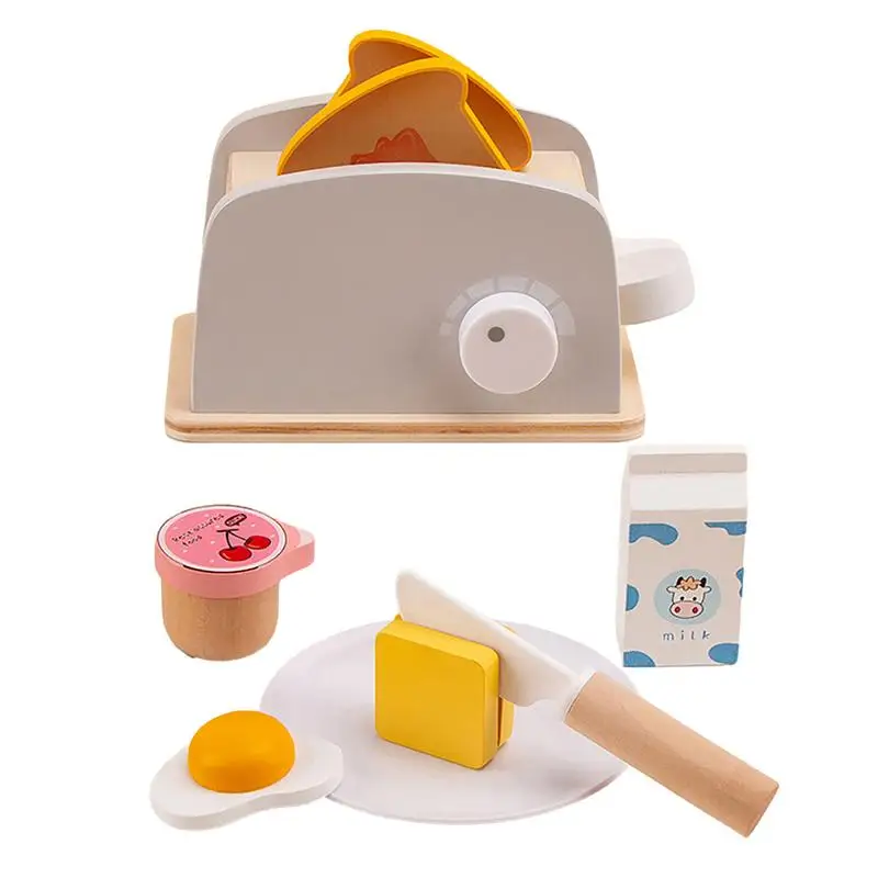 Kitchen Playset Toaster Children's Toaster Pretend Play Toy Kit Smooth And Round Educational Toys For Birthday Christmas New