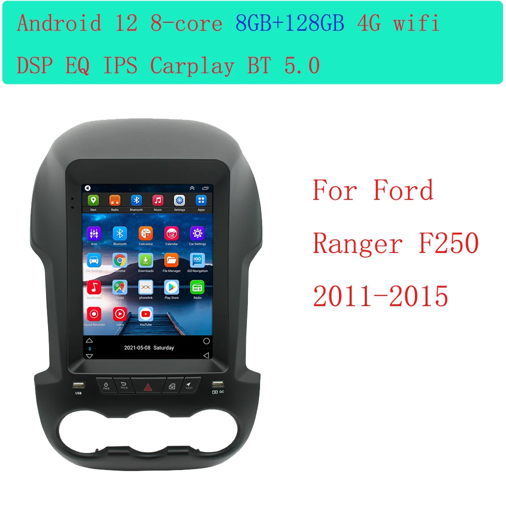 For Ford Ranger F250 2011-2015 Android 12.1 Inch Tesla Style Car Radio GPS Navigation Multimedia Auto Audio Stereo Player