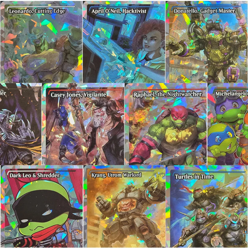 Carte en feuille de verre brisée TMT TCG Proxy, Super Shredder Krang Utrom Warlord, Michelangelo Weirdness à 11, cartes de jeu en anglais
